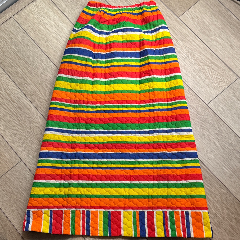 Vintage Union Made Boomtogo Vintage Quilted Colorblock Stripe Maxi Skirt Size 9